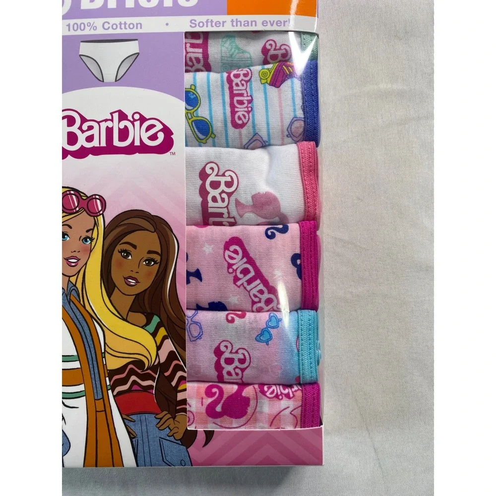 Barbie Girls Brief Underwear 6‎ Pack 100% Cotton Pink Blue White Size 4T NEW